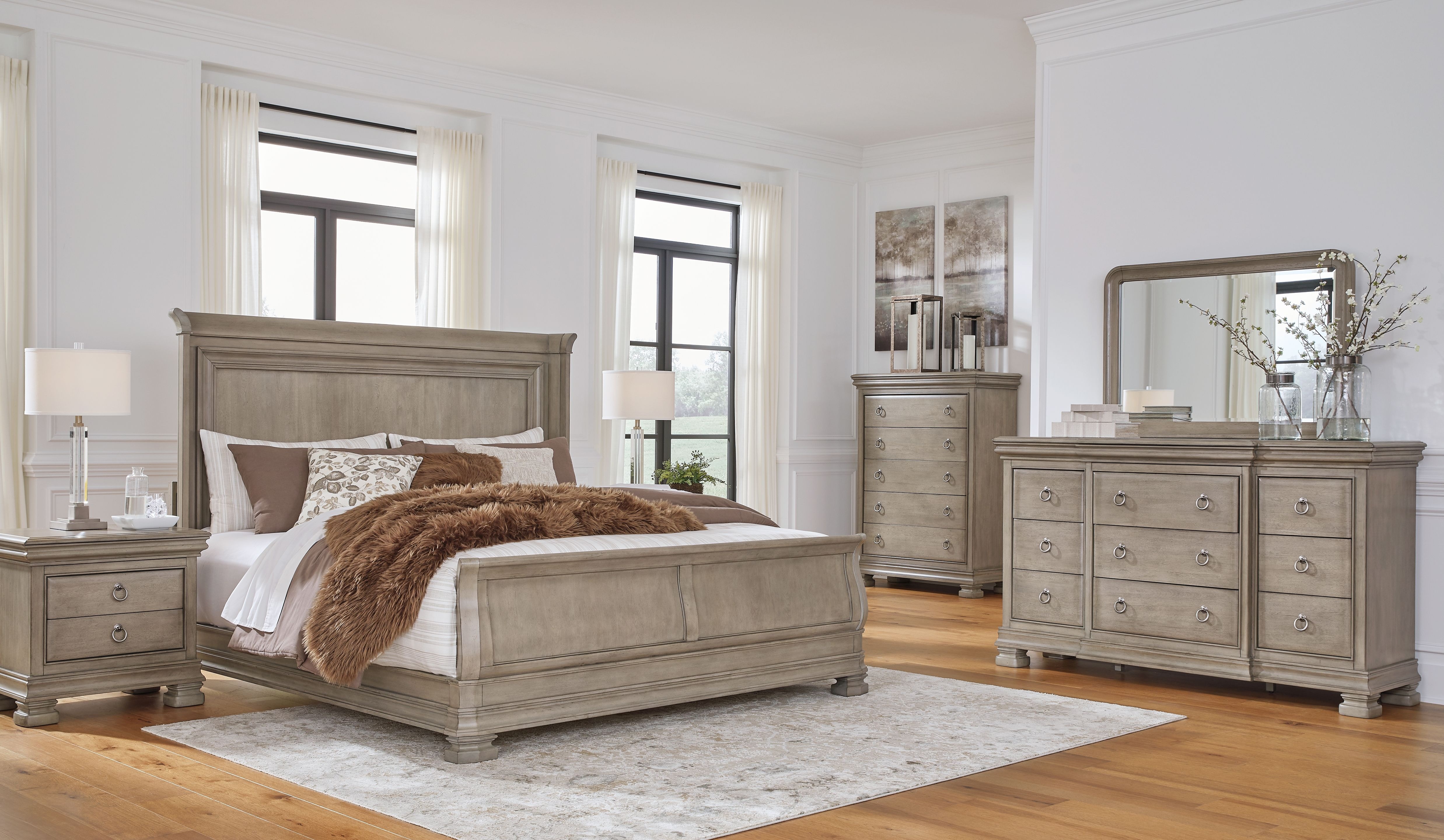 5 piece king sleigh shop bedroom set